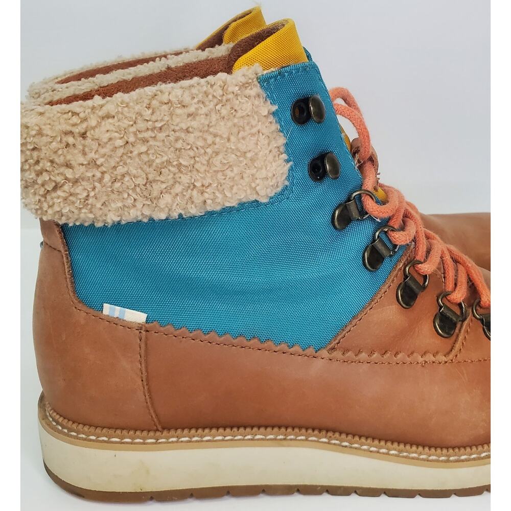 TOMS Womens Brown Mixed Media D-Waterproof Mesa Round Toe Leather Booties 8 - Picture 4 of 12